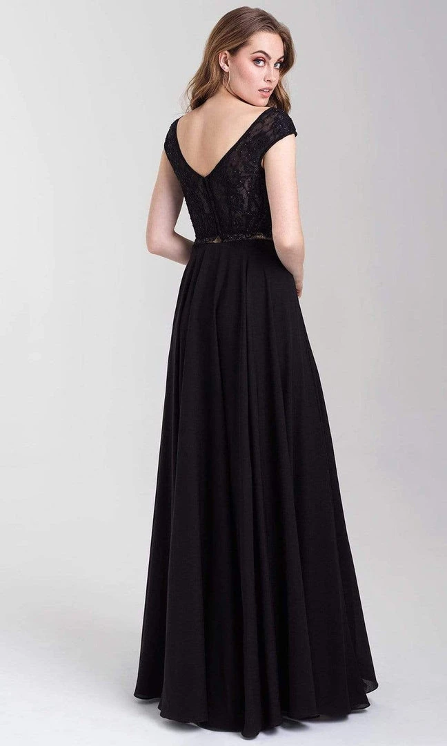 Madison James - 20-377 Two-Piece Cap Sleeve Lace Bodice High Slit Gown 4 Madison James - 20-377 Two-Piece Cap Sleeve Lace Bodice High Slit Gown