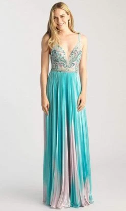 Madison James - 20-396 V-Neckline Sequin And Bead A-Line Dress