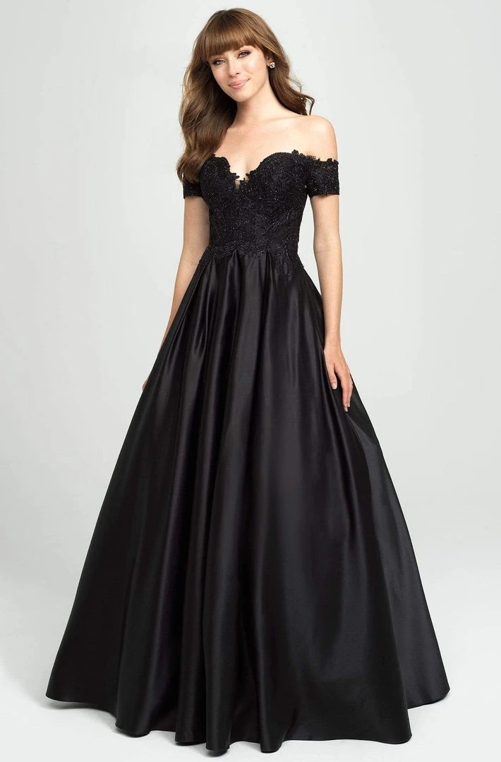 Madison James - Beaded Appliqued Off Shoulder Satin A-Line Gown 19-102 - 1 Pc White In Size 08 Available Formal Gowns 5 Madison James - Beaded Appliqued Off Shoulder Satin A-Line Gown 19-102 - 1 Pc White In Size 08 Available Formal Gowns