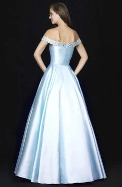 Madison James - Beaded Off-Shoulder Mikado Ballgown 18-710 - 1 Pc Blush In Size 6 And 1 Pc Light Blue In Size 4 Available