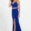 Madison James - Crop Top Sheath Skirt With Slit Jersey Dress 19-123 - 1 Pc Royal In Size 0 Available Formal Gowns