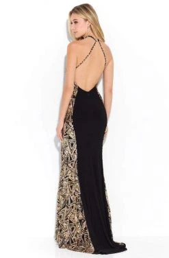 Madison James - Sequined Halter Evening Dress 17-261 - 1 Pc Blk/Gd In Size 6 Available Formal Gowns 5 Madison James - Sequined Halter Evening Dress 17-261 - 1 Pc Blk/Gd In Size 6 Available Formal Gowns