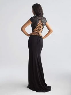 Madison James - Two Piece High Neck Evening Gown 18-655 - 1 Pc Black In Size 6 Available Formal Gowns