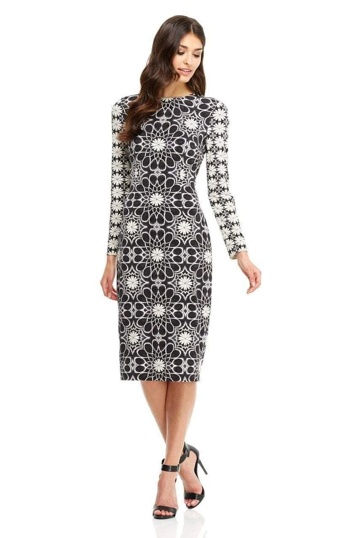 Cocktail Dresses Maggy London - G2568M Long Sleeve Multi Print Sheath Dress 4 Cocktail Dresses Maggy London - G2568M Long Sleeve Multi Print Sheath Dress