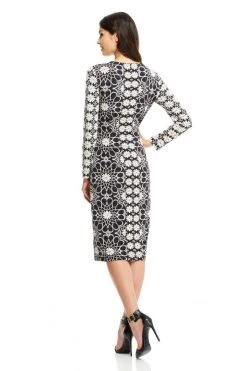 Cocktail Dresses Maggy London - G2568M Long Sleeve Multi Print Sheath Dress 8 Cocktail Dresses Maggy London - G2568M Long Sleeve Multi Print Sheath Dress