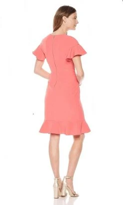 Maggy London - G3349M Short Sleeve Jewel Neck Flounce Hem Dress