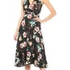 Cocktail Dresses Maggy London - G3784M Tea Length Floral Surplice Dress 2 Cocktail Dresses Maggy London - G3784M Tea Length Floral Surplice Dress