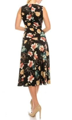 Cocktail Dresses Maggy London - G3784M Tea Length Floral Surplice Dress 12 Cocktail Dresses Maggy London - G3784M Tea Length Floral Surplice Dress