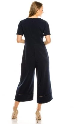 Maggy London - G3935M Short Sleeve V-Neck Capri Jumpsuit Prom Dresses