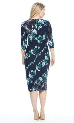 Cocktail Dresses Maggy London - G4373M Quarter Sleeve Floral Print Dress