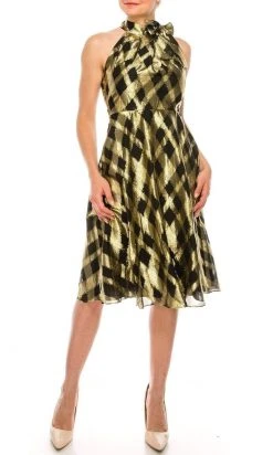 Maggy London - G4749M High Halter A-Line Knee-Length Dress