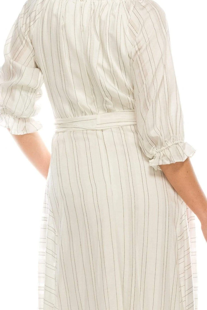 Maison Tara - 91053M Tea Length Pinstripe Print A-Line Dress 7 Maison Tara - 91053M Tea Length Pinstripe Print A-Line Dress