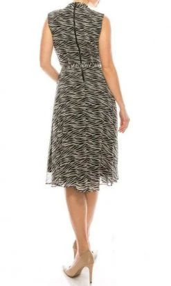 Cocktail Dresses Maison Tara - 91087M Knee Length Cutout Ornate Zebra Print Dress