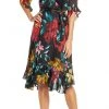 Maison Tara - 91125M Tea Length Floral Metallic Wrap Style Dress Cocktail Dresses 1 Maison Tara - 91125M Tea Length Floral Metallic Wrap Style Dress Cocktail Dresses