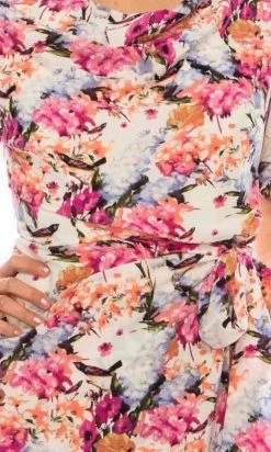 Maison Tara - 91283M Tea Length Flutter Sleeve Floral Dress Cocktail Dresses 9 Maison Tara - 91283M Tea Length Flutter Sleeve Floral Dress Cocktail Dresses