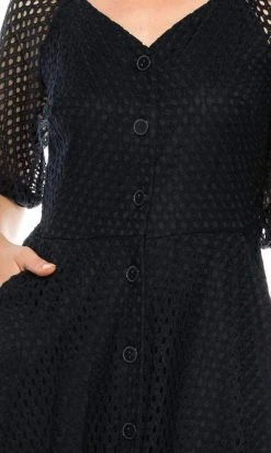 Maison Tara - 95055M Short Sleeve Eyelet A-Line Dress Cocktail Dresses