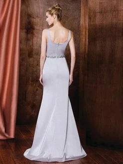 Marsoni By Colors Bejeweled V-Neck Sheath Dress M208 - 1 Pc Silver In Size 8 Available Formal Gowns