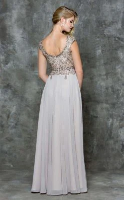 Marsoni By Colors - Cap Sleeve Keyhole A-Line Chiffon Gown M173 - 1 Pc Latte And 1 Pc Nude In Size 20 Available Formal Gowns