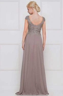 Marsoni By Colors - Cap Sleeve Keyhole A-Line Chiffon Gown M173 - 1 Pc Latte And 1 Pc Nude In Size 20 Available Formal Gowns