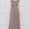 Marsoni By Colors - Cap Sleeve Keyhole A-Line Chiffon Gown M173 - 1 Pc Latte And 1 Pc Nude In Size 20 Available Formal Gowns