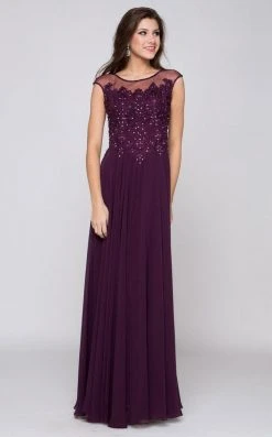 Marsoni By Colors - M107 Embroidered Illusion Silk Gown