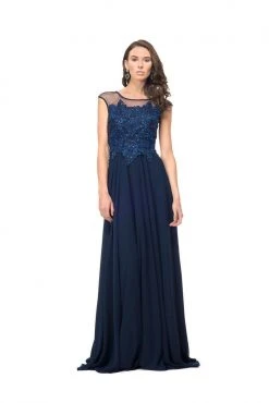 Marsoni By Colors - M107 Embroidered Illusion Silk Gown