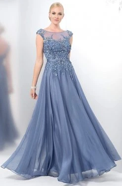 Marsoni By Colors - M116 Romantic Lace Illusion Evening Gown Formal Gowns