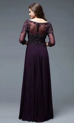 Formal Gowns Marsoni By Colors - M189 Chiffon Scoop Neck A-Line Dress