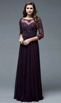 Formal Gowns Marsoni By Colors - M189 Chiffon Scoop Neck A-Line Dress