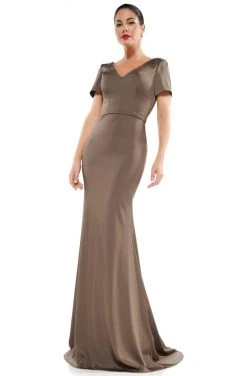 Marsoni By Colors - M284 Embellished V-neck Trumpet Dress