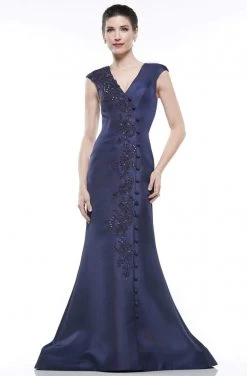Marsoni By Colors - MV1007 Embroidered Plunging V-neck Mermaid Dress Formal Gowns