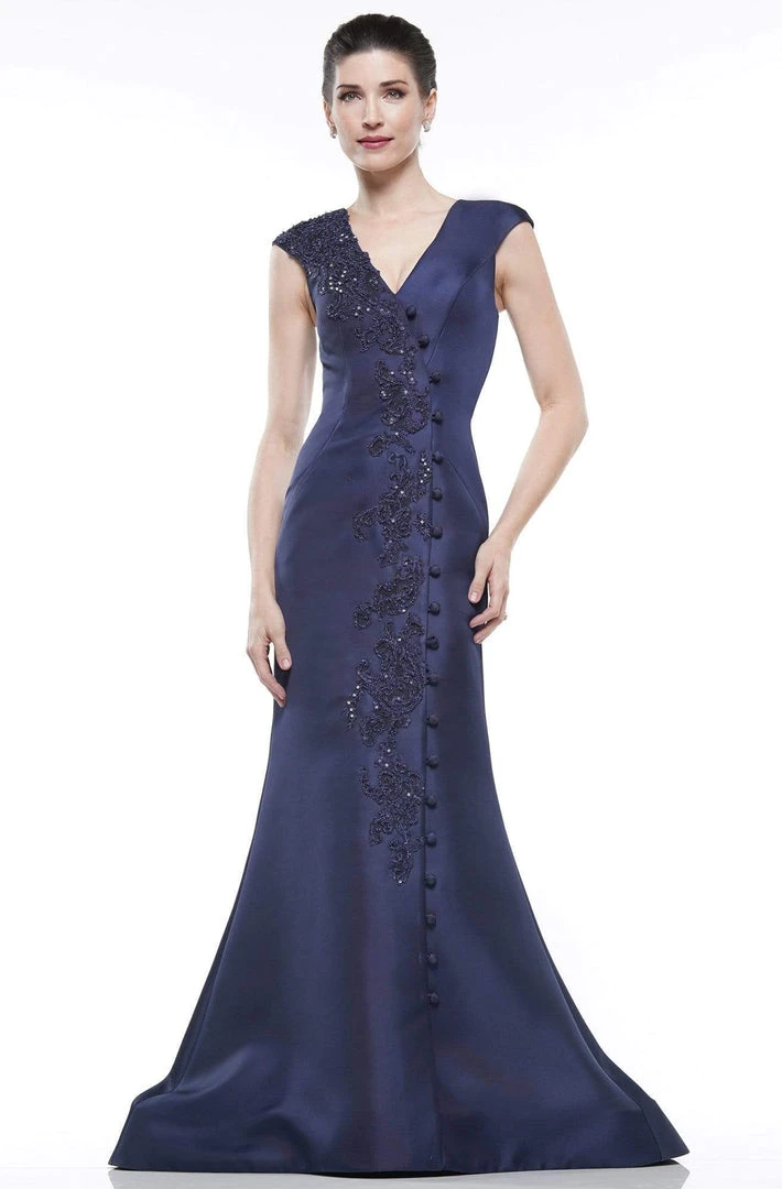 Marsoni By Colors - MV1007 Embroidered Plunging V-neck Mermaid Dress Formal Gowns 3 Marsoni By Colors - MV1007 Embroidered Plunging V-neck Mermaid Dress Formal Gowns