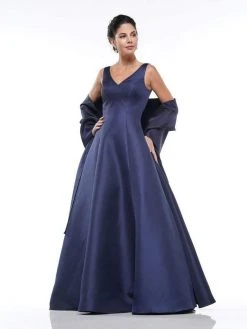 Marsoni By Colors - MV1009 Sleeveless V-Neck Long Satin Gown 14 Marsoni By Colors - MV1009 Sleeveless V-Neck Long Satin Gown