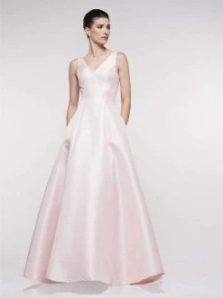 Marsoni By Colors - MV1009 Sleeveless V-Neck Long Satin Gown 11 Marsoni By Colors - MV1009 Sleeveless V-Neck Long Satin Gown