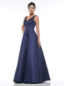 Marsoni By Colors - MV1009 Sleeveless V-Neck Long Satin Gown 12 Marsoni By Colors - MV1009 Sleeveless V-Neck Long Satin Gown