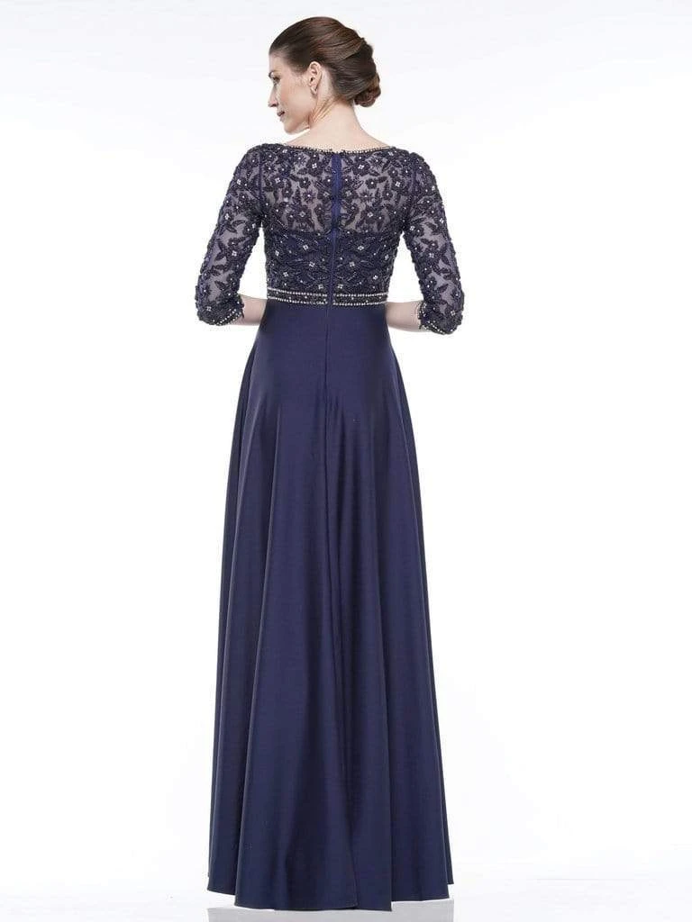 Marsoni By Colors - MV1016 Beaded V Neck A-Line Faille Gown 6 Marsoni By Colors - MV1016 Beaded V Neck A-Line Faille Gown