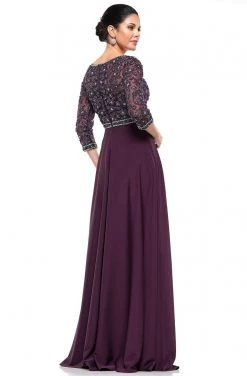 Marsoni By Colors - MV1016 Beaded V Neck A-Line Faille Gown 9 Marsoni By Colors - MV1016 Beaded V Neck A-Line Faille Gown