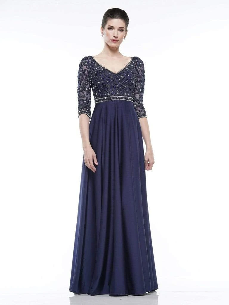 Marsoni By Colors - MV1016 Beaded V Neck A-Line Faille Gown 5 Marsoni By Colors - MV1016 Beaded V Neck A-Line Faille Gown