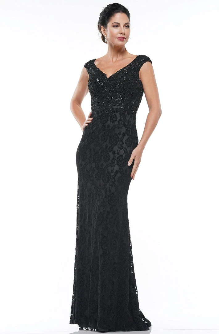 Formal Gowns Marsoni By Colors - MV1019 Cap Sleeve Beaded Lace Sheath Gown 3 Formal Gowns Marsoni By Colors - MV1019 Cap Sleeve Beaded Lace Sheath Gown