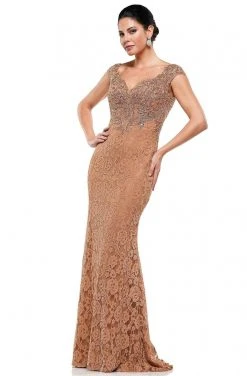 Formal Gowns Marsoni By Colors - MV1019 Cap Sleeve Beaded Lace Sheath Gown 7 Formal Gowns Marsoni By Colors - MV1019 Cap Sleeve Beaded Lace Sheath Gown