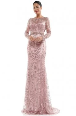 Formal Gowns Marsoni By Colors - MV1027 Embellished Bateau Trumpet Dress