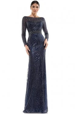 Formal Gowns Marsoni By Colors - MV1027 Embellished Bateau Trumpet Dress