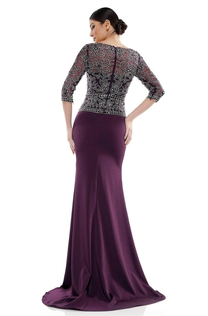 Formal Gowns Marsoni By Colors - Quarter Sleeve Bead Embellished Dress MV1026 - 1 Pc Eggplant In Size 14 Available 4 Formal Gowns Marsoni By Colors - Quarter Sleeve Bead Embellished Dress MV1026 - 1 Pc Eggplant In Size 14 Available