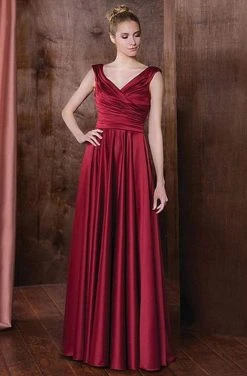 Marsoni By Colors - Ruched V-Neck A-Line Dress M198 - 1 Pc Silver In Size 22 Available Formal Gowns