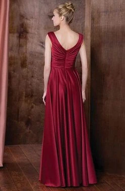 Marsoni By Colors - Ruched V-Neck A-Line Dress M198 - 1 Pc Silver In Size 22 Available Formal Gowns