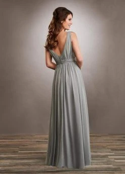Formal Gowns Mary's Bridal - Beaded Bateau Chiffon A-Line Gown MB8064 - 1 Pc Dark Platinum In Size 8 Available