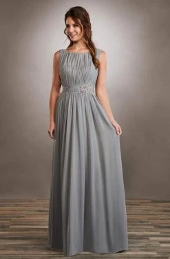 Formal Gowns Mary's Bridal - Beaded Bateau Chiffon A-Line Gown MB8064 - 1 Pc Dark Platinum In Size 8 Available 8 Formal Gowns Mary's Bridal - Beaded Bateau Chiffon A-Line Gown MB8064 - 1 Pc Dark Platinum In Size 8 Available