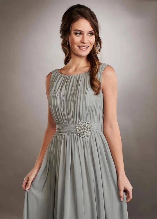 Formal Gowns Mary's Bridal - Beaded Bateau Chiffon A-Line Gown MB8064 - 1 Pc Dark Platinum In Size 8 Available 6 Formal Gowns Mary's Bridal - Beaded Bateau Chiffon A-Line Gown MB8064 - 1 Pc Dark Platinum In Size 8 Available