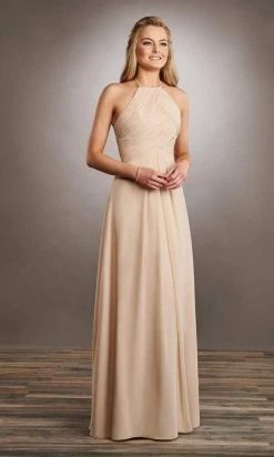 Mary's Bridal - Halter Neck Chiffon Sheath Dress MB7057 - 1 Pc Champagne In Size 8 Available