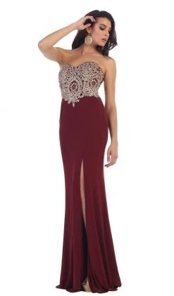 Formal Gowns May Queen - Appliqued Prom Gown With Slit 18 Formal Gowns May Queen - Appliqued Prom Gown With Slit